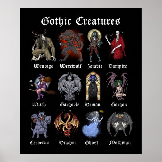Gothic Mythical Creatures Poster (Voorkant)