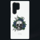 Gothic Navy Blue Rozen Samsung Galaxy Hoesje<br><div class="desc">Fijne  gothische telefoonbehuizing met blauw roos in de schedel.</div>