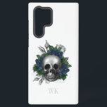 Gothic Navy Blue Rozen Samsung Galaxy Hoesje<br><div class="desc">Fijne  gothische telefoonbehuizing met blauw roos in de schedel.</div>