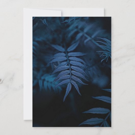 Gothic Navy Blue Wedding Dark Leaves Handfasting Kaart (Achterkant)