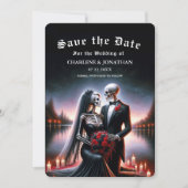 Gothic Navy skeleton Wedding Save the Date (Voorkant)
