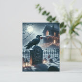 Gothic Nevermore Raven op Poe Gravestone Kerstmis Briefkaart (Staand voorkant)