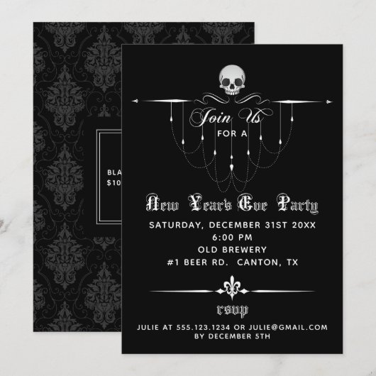 Gothic New Year's Eve Party Invitation Kaart (Voorkant / Achterkant)