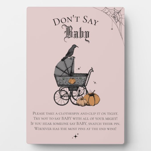 Gothic niet zeggen Baby roze Baby shower spel Fotoplaat (voorkant)
