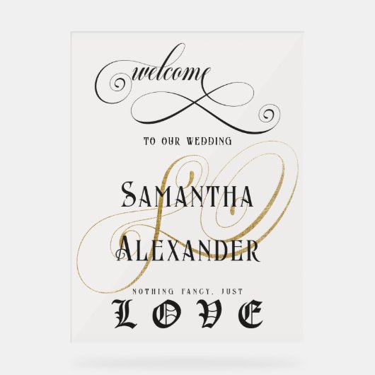 Gothic Niets Fancy Alleen liefde bruiloft welkom Acryl Bord (Voorkant)
