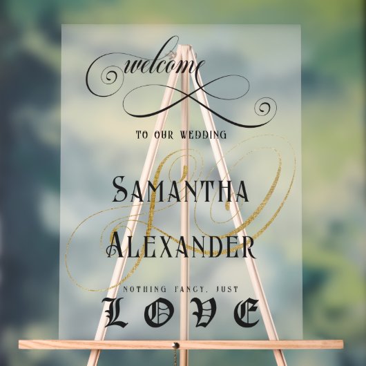 Gothic Niets Fancy Alleen liefde bruiloft welkom Acryl Bord (Neutraal)