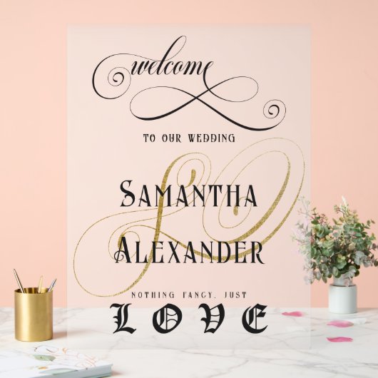 Gothic Niets Fancy Alleen liefde bruiloft welkom Acryl Bord (Huwelijk)