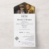 Gothic Niets Fancy Gewoon Liefde QR Code Bruiloft All In One Uitnodiging (Binnen)