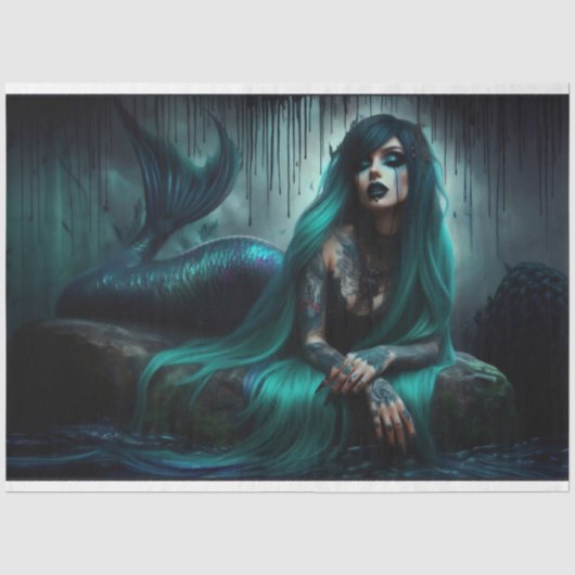 Gothic Night Mermaid Tissue Paper Tissuepapier (Voorkant)