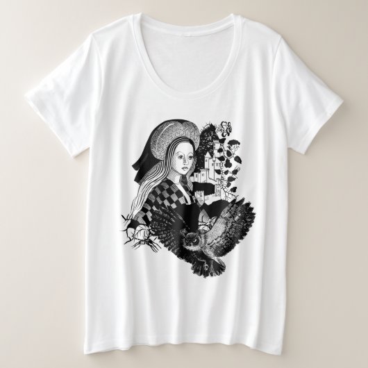 Gothic Night Owl and woman Grote Maat T-shirt (Design voorkant)