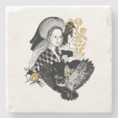 Gothic Night Owl and woman Stenen Onderzetter (Voorkant)