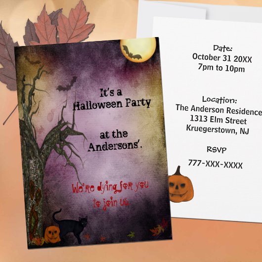 Gothic Night Sky Halloween Feestuitnodiging Kaart