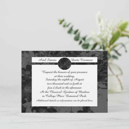 Gothic Nightfall Floral Wedding Handfasting Suite Kaart (Staand voorkant)