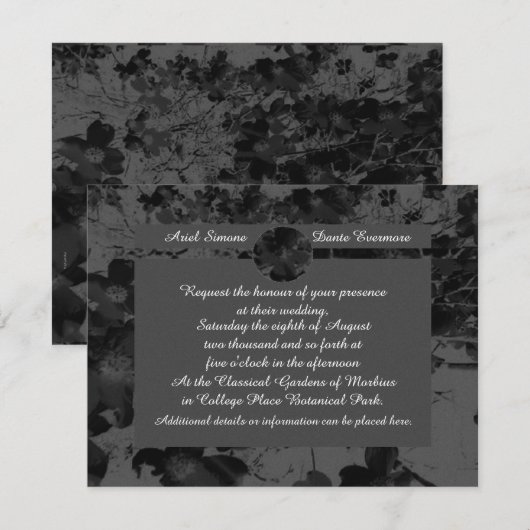 Gothic Nightfall Floral Wedding Handfasting Suite Kaart (Voorkant / Achterkant)