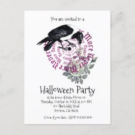 Gothic Nooit meer Raven Halloween Party Invitation Uitnodiging Briefkaart