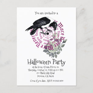 Gothic Nooit meer Raven Halloween Party Invitation Uitnodiging Briefkaart