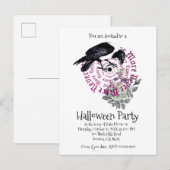 Gothic Nooit meer Raven Halloween Party Invitation Uitnodiging Briefkaart (Voorkant / Achterkant)