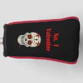 Gothic Number 1 Valentijn Heart Sugar Skull Golfheadcover (Voorkant)