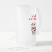 Gothic Number 1 Valentijn Heart Sugar Skull Matglas Bierpul (Voorkant rechts)