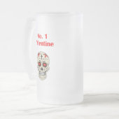 Gothic Number 1 Valentijn Heart Sugar Skull Matglas Bierpul (Voorkant links)