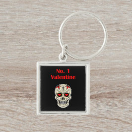 Gothic Number 1 Valentijn Heart Sugar Skull Sleutelhanger