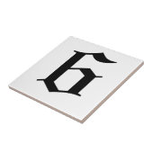Gothic Number Tile - zwart op wit Tegeltje (Zijkant)