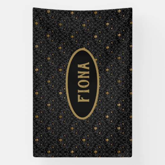 Gothic Nursery Black Roos Damask Persoonlijk Spandoek (Verticaal)