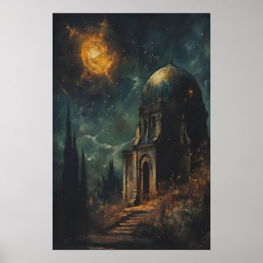 Gothic Observatory Space Printable Dark Fantasy Poster (Voorkant)