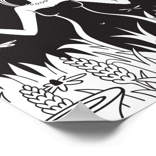 Gothic occult Witch Black White Skull Butterfly Poster (Hoek)