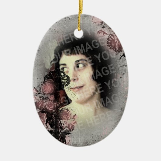 Gothic Old Key en Rozen Keramisch Ornament (Voorkant)