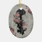 Gothic Old Key en Rozen Keramisch Ornament (Achterkant)