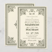  Gothic Olive Green Victoriaans Wedding Invit Kaart (Voorkant / Achterkant)