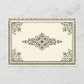  Gothic Olive Green Victoriaans Wedding RSVP Informatiekaartje (Achterkant)