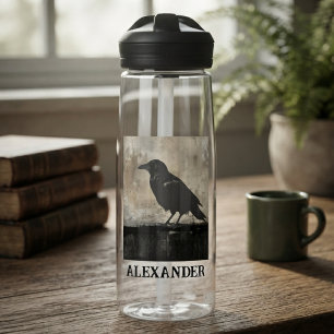 Gothic Onyx Raven Donkere Academische Silhouette Waterfles