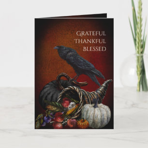 Gothic Oogst Raven Thanksgiving Feestdag Kaart
