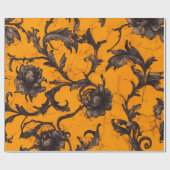 Gothic Orange Blossom Floral Wrapping Paper Cadeaupapier (Vlak)