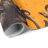 Gothic Orange Blossom Floral Wrapping Paper Cadeaupapier (Rol Hoek)