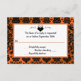 Gothic Oranje and Black Damask RSVP-kaart RSVP Kaartje