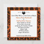 Gothic Oranje and Black Damask Wedding Invitation Kaart (Achterkant)