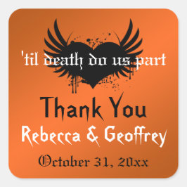 Gothic Oranje, Black Winged Heart Wedding Sticker
