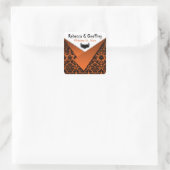 Gothic Oranje, Black Winged Heart Wedding Sticker (Tas)