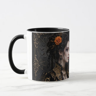Gothic Oranje Roos Halloween Koppel Mok - Romantis
