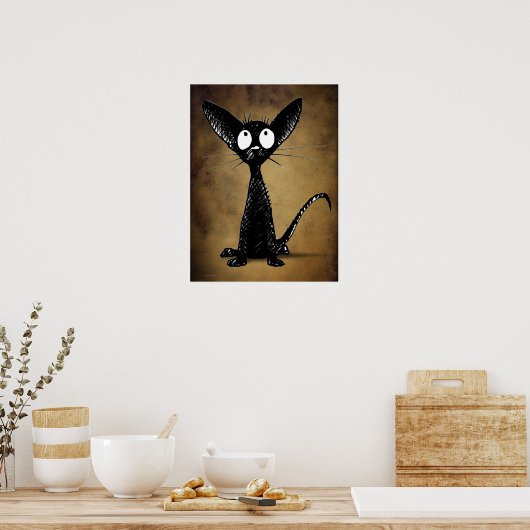 Gothic Oriental Black Cat Poster (Keuken)