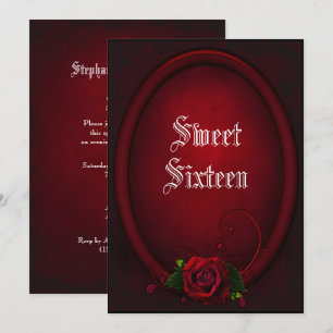 Gothic Ovaal Lijst & Bloed Roos Sweet 16 Kaart