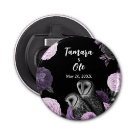 Gothic Owls Wedding Button Flesopener