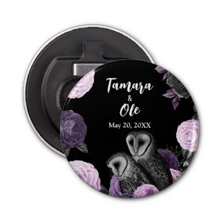 Gothic Owls Wedding Button Flesopener
