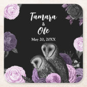 Gothic Owls Wedding Kartonnen Onderzetters (Voorkant)