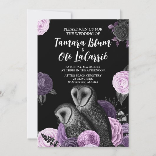 Gothic Owls Wedding Save The Date (Voorkant)