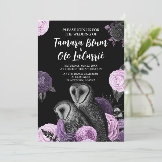 Gothic Owls Wedding Save The Date (Staand voorkant)