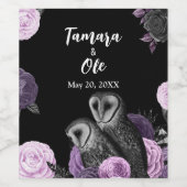 Gothic Owls Wedding Wijn Etiket (Enkel label)